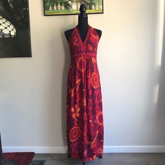 Floral Halter Maxi Dress - Picture 2 of 10
